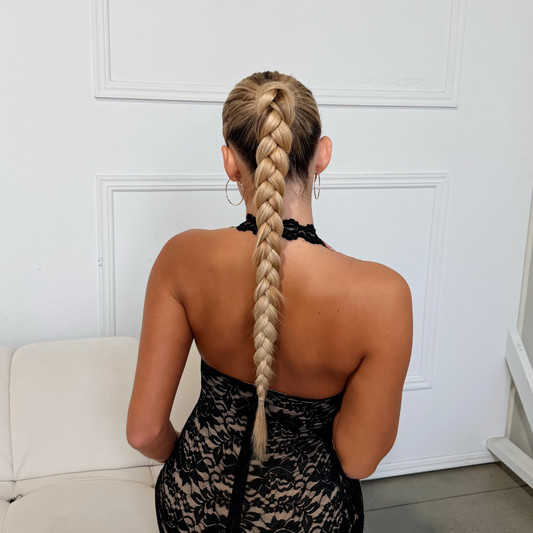 Thick Honey Blonde Single Braid Ponytail Thick Honey Blonde Single Braid Ponytail — Honey Blonde Braids