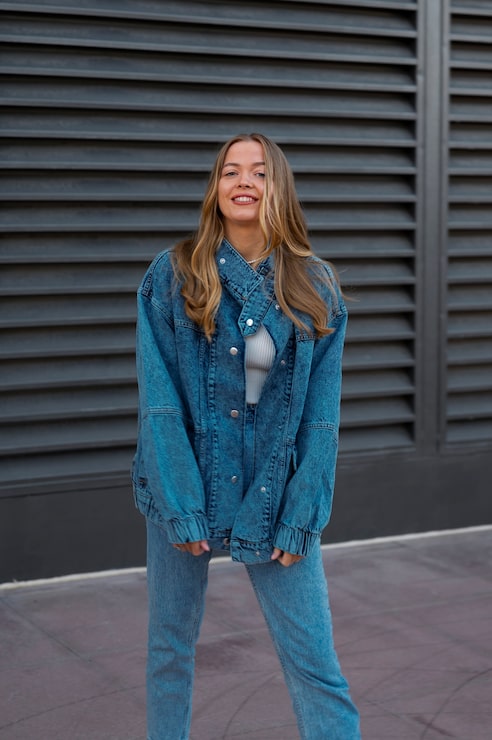 Head-to-Toe Denim Ensemble with a Dress and Jacket — Denim Outfits