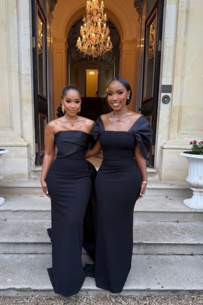 Classic Black Strapless and Puff-Sleeve Gowns — Black Tie Outfits