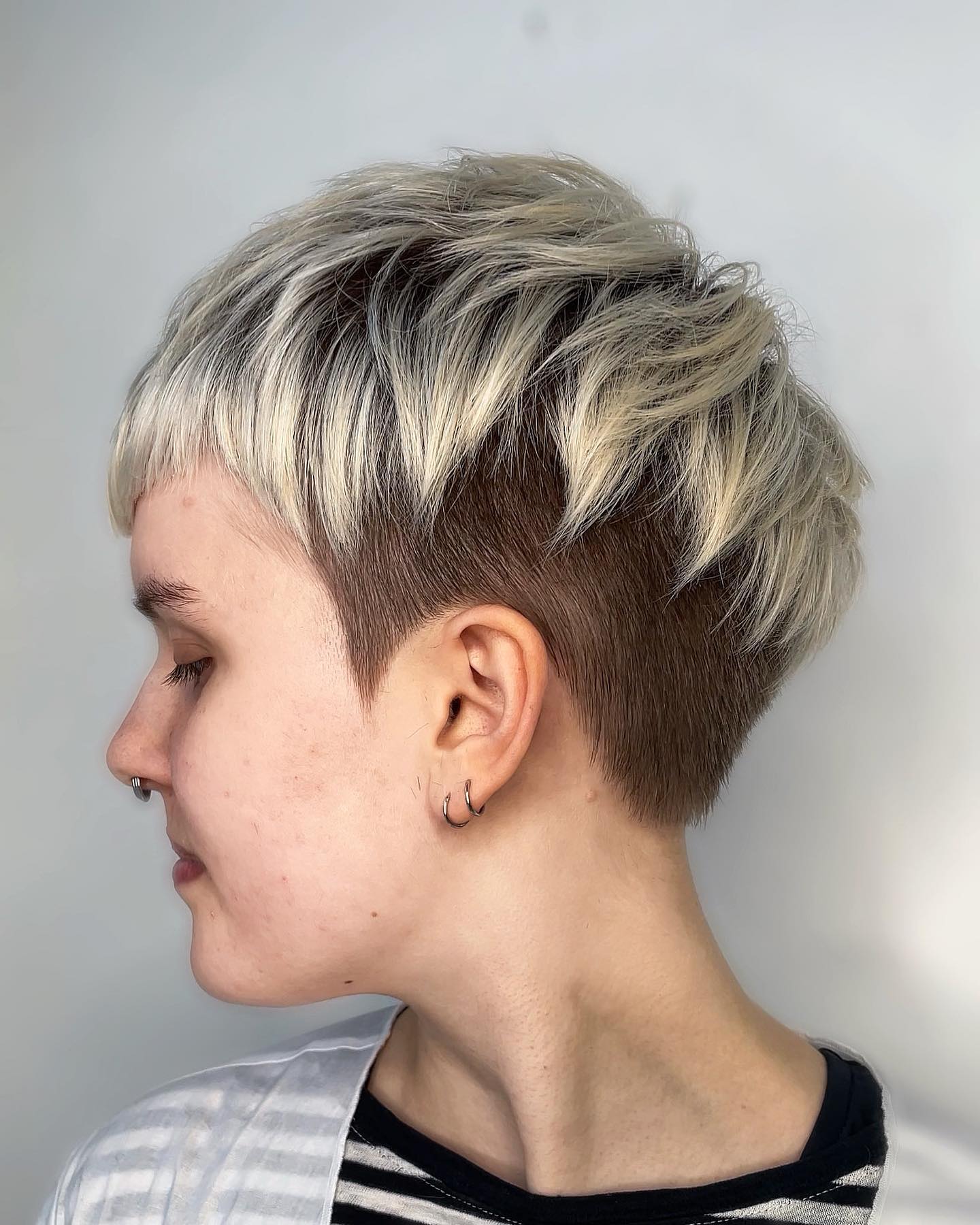 Ash Blonde Pixie With Textured Layers — Undercut Pixie