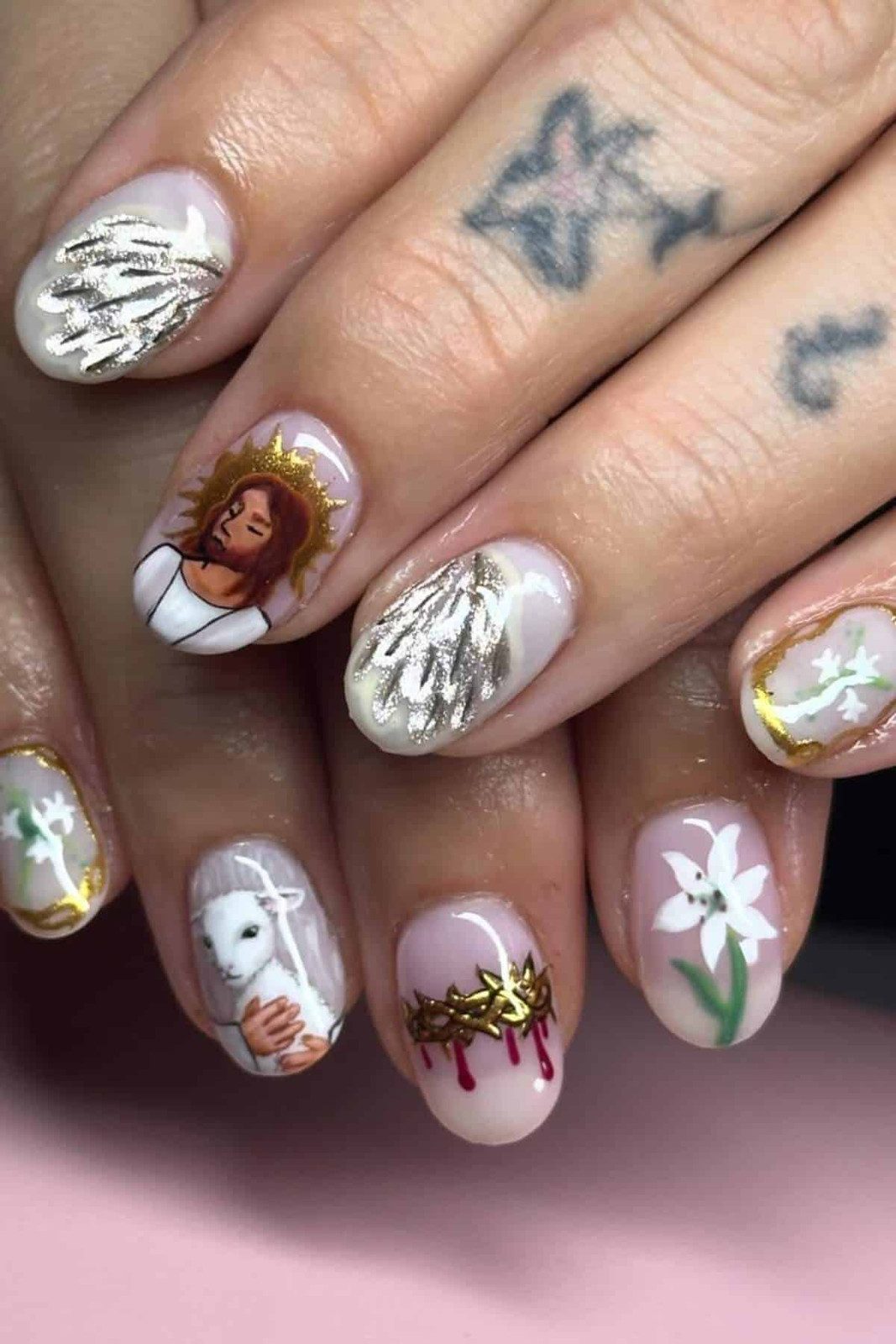 Iconic Symbols Short Oval Religious Nails Iconic Symbols Short Oval Religious Nails — Church Nails