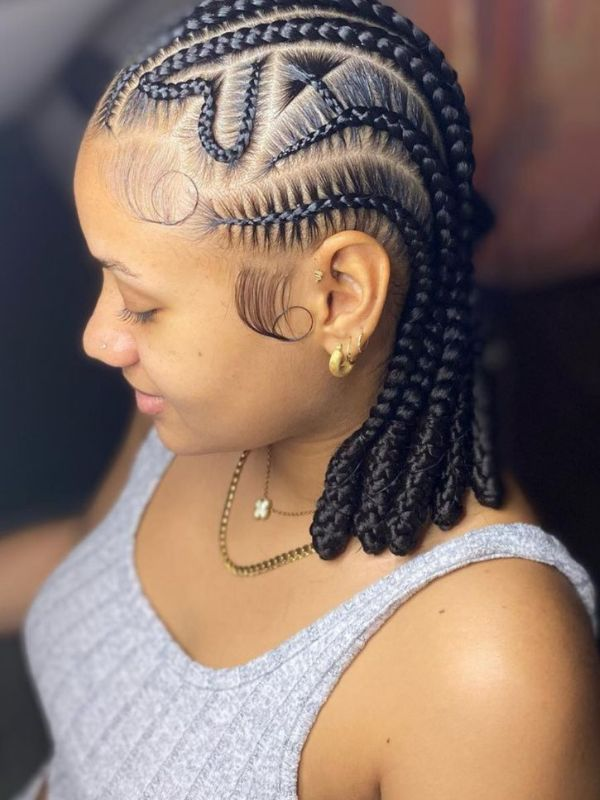 Stitch Braids With Intricate Scalp Designs