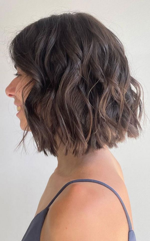 Textured Wavy Blunt Bob — Wavy Bob
