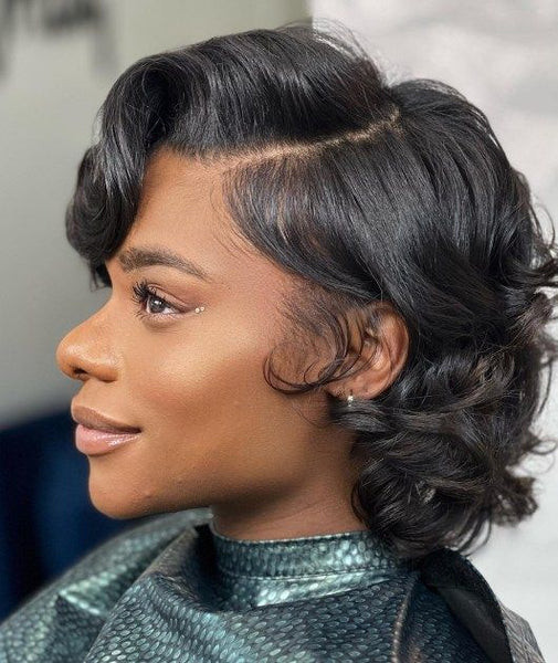 Side-Swept Voluminous Curly Chin Bob Side-Swept Voluminous Curly Chin Bob — Sew In Bob