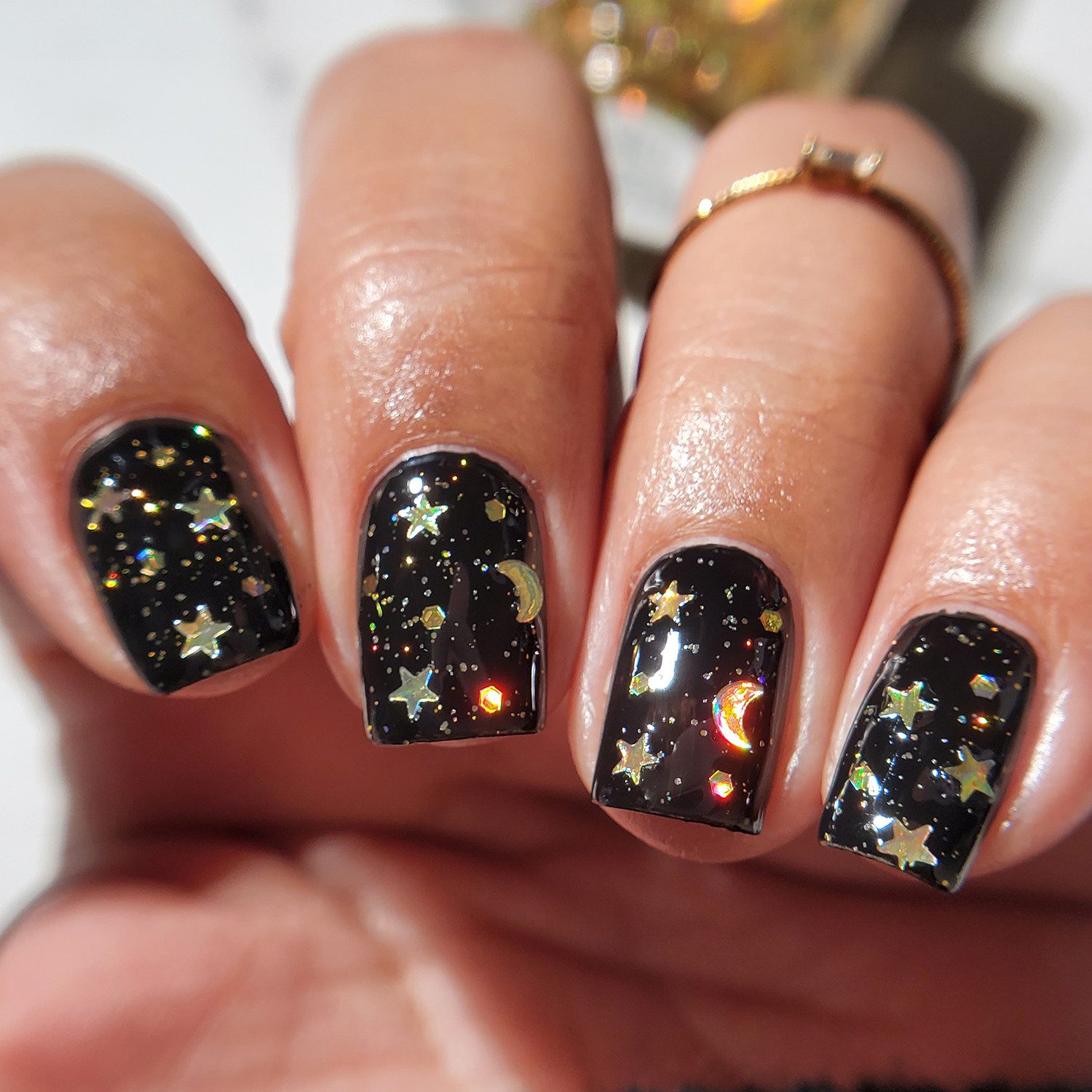 Night Sky Party Visual Idea Night Sky Party Visual Idea — Moon and Stars Nails