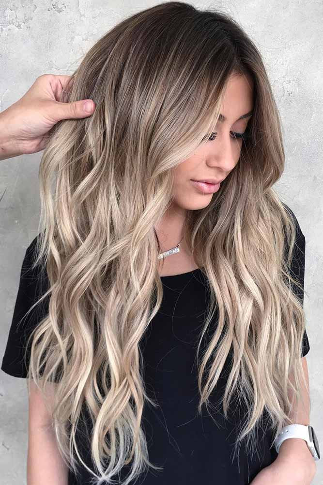Curtain Bangs Visual Idea — Brown and Blonde Hair