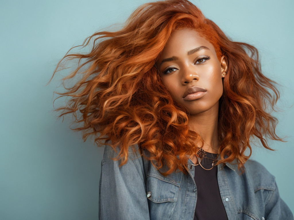 Mid-Back Fiery Ginger Wavy Hair — Ginger Hair on Black Women