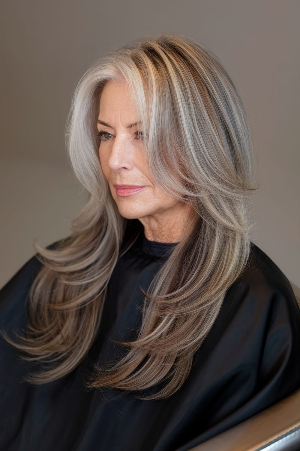 Ash Blonde And Silver On Grey Base — Highlights Over 50