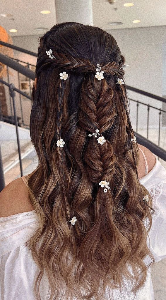 Dark Brown With Subtle Ombre Visual Idea — Boho Braided Wedding Hair