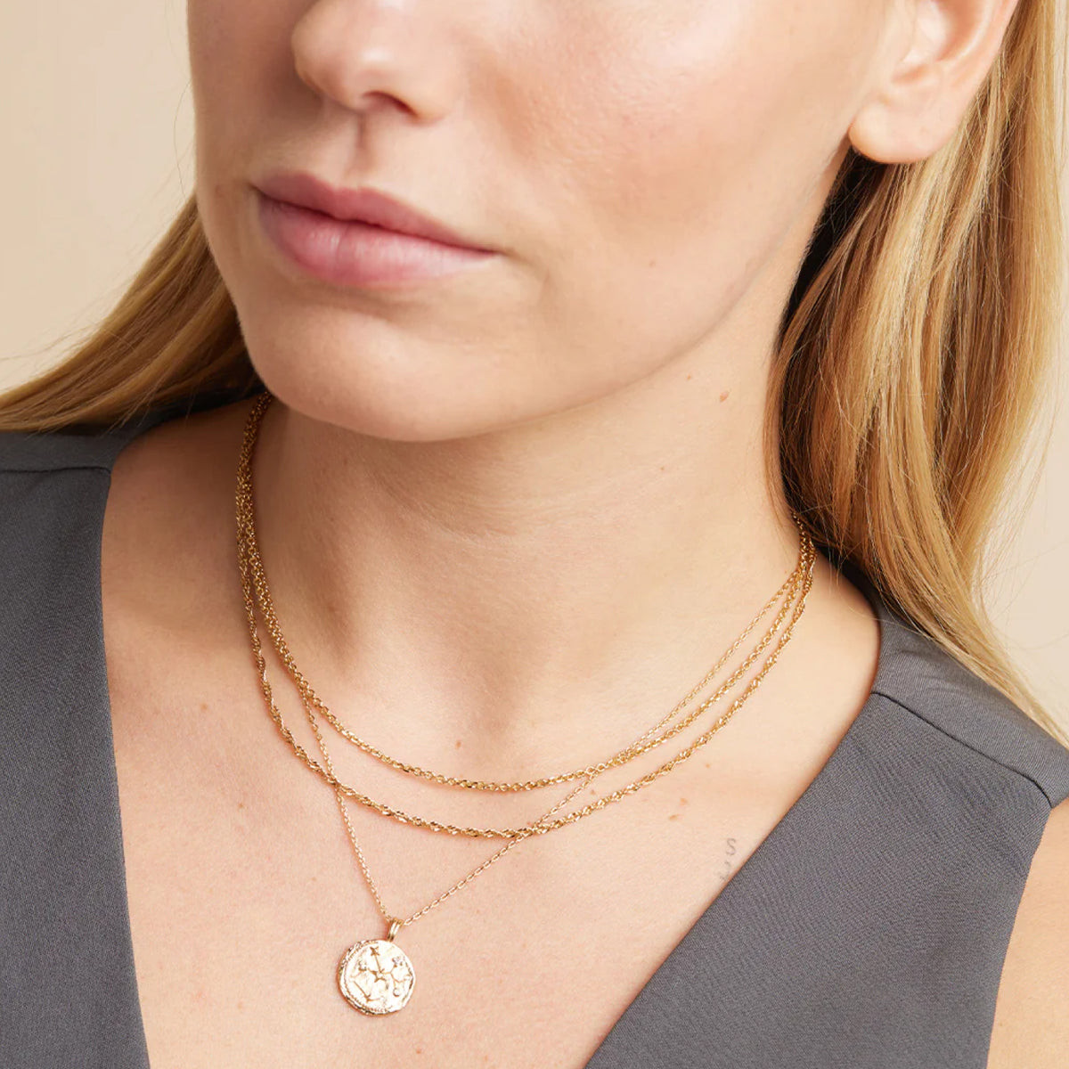 Subtle Stack of Three Gold Necklaces — Gold Jewelry Stack