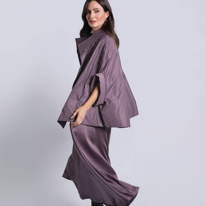 Purple Silk Slip Skirt with Oversized Jacket Purple Silk Slip Skirt with Oversized Jacket — Silk Dresses