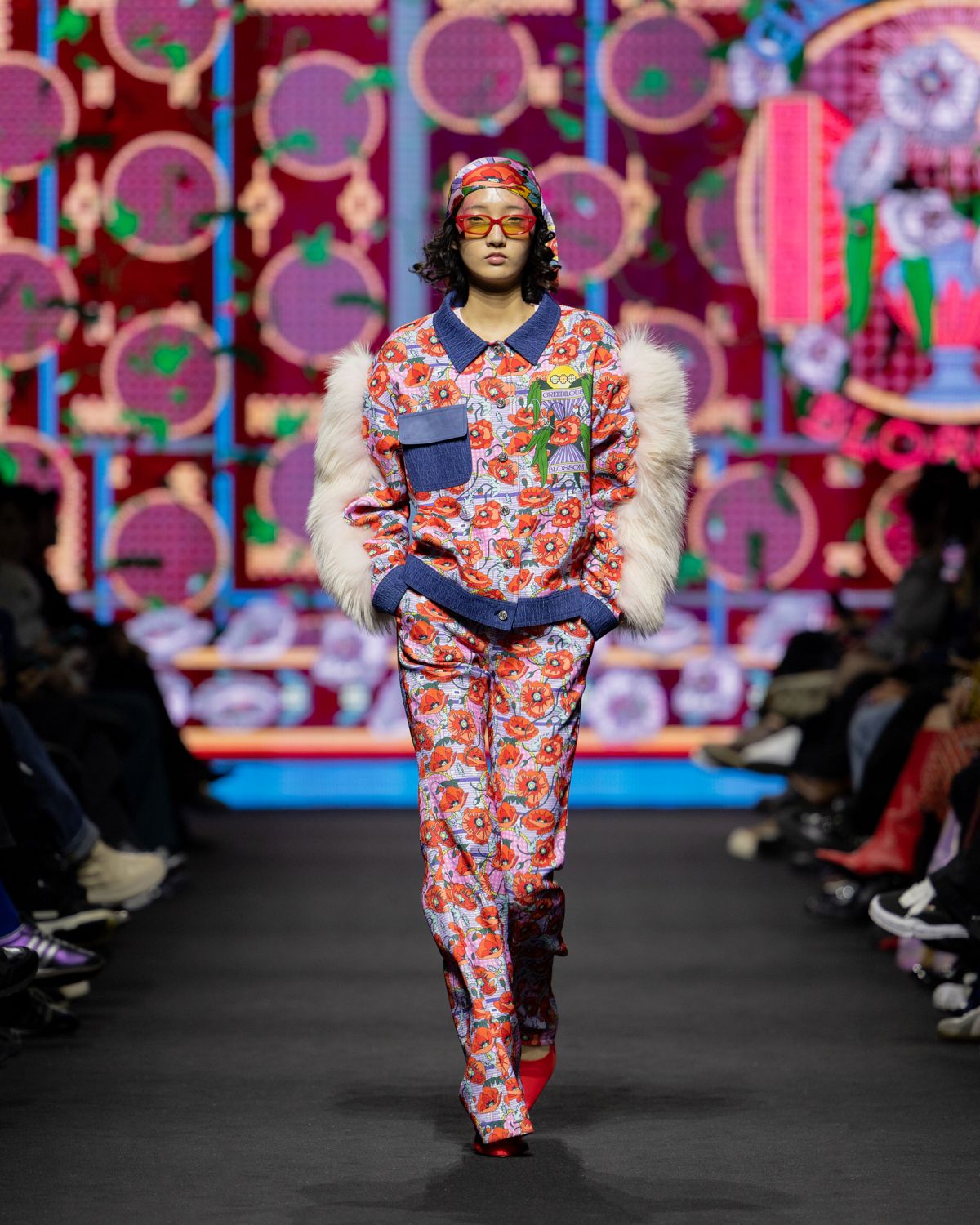 Bold Prints: Matching Set with Faux Fur Accents — Seoul Outfits