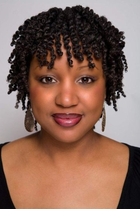 Ear Length Short Black Finger Coils With Bangs