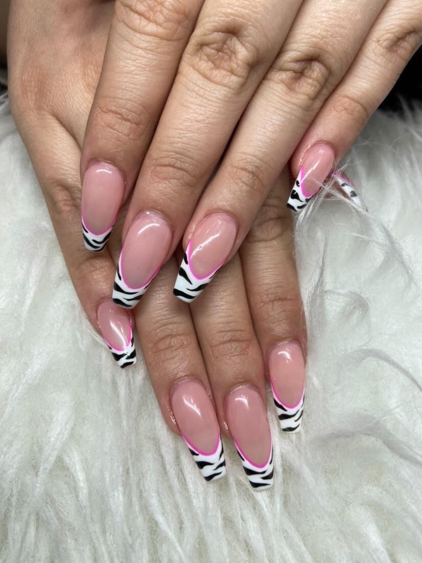 Zebra Print On French Tips On All Nails Visual Idea — Zebra Nails
