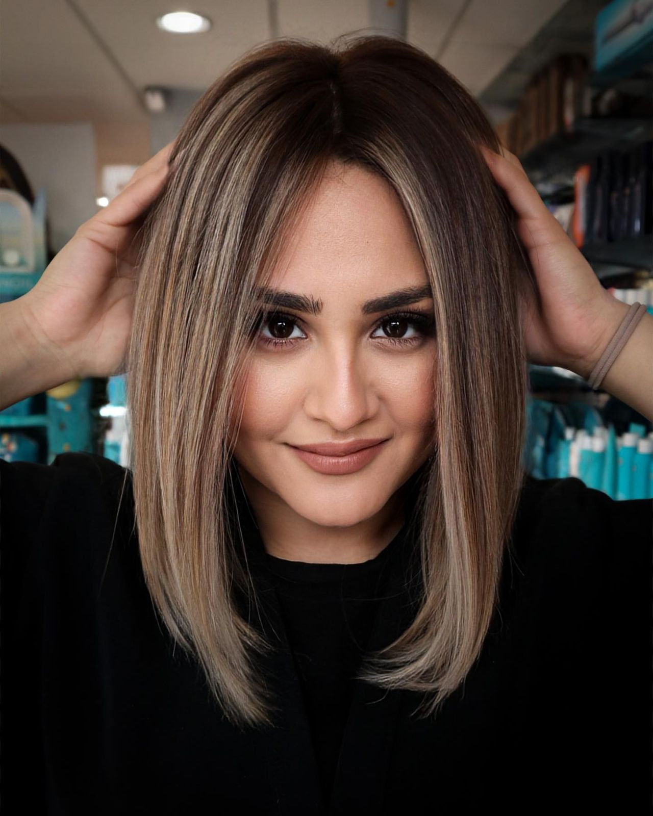 Blunt Bob With Blonde Balayage — Family Photo Hairstyles