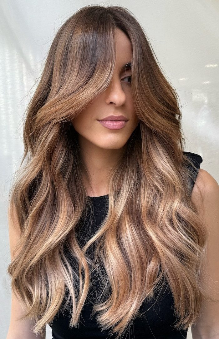 Curtain Bangs Visual Idea Curtain Bangs Visual Idea — Caramel Highlights