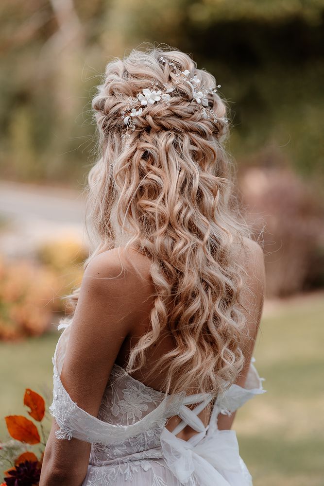 Ash Blonde Ornate Braided Crown — Braided Half Up Half Down