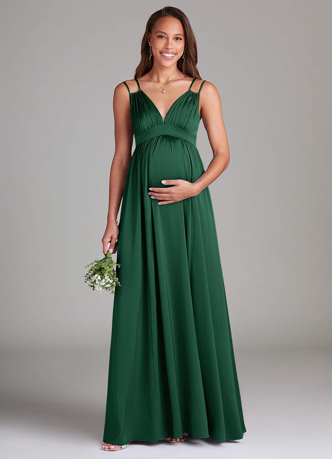 Dark Green Empire Waist Maxi Dress for Formal Events Dark Green Empire Waist Maxi Dress for Formal Events — Maternity Dresses