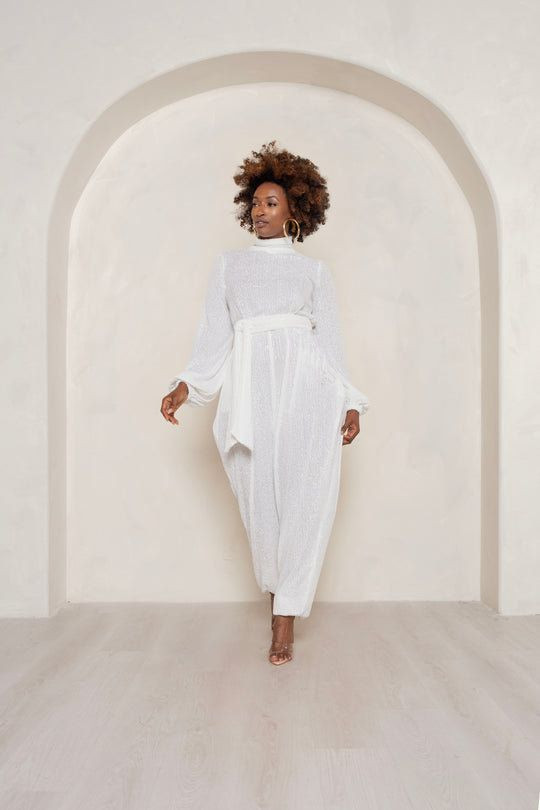 Sequined Fabric Outfit Idea — All White Party Outfits