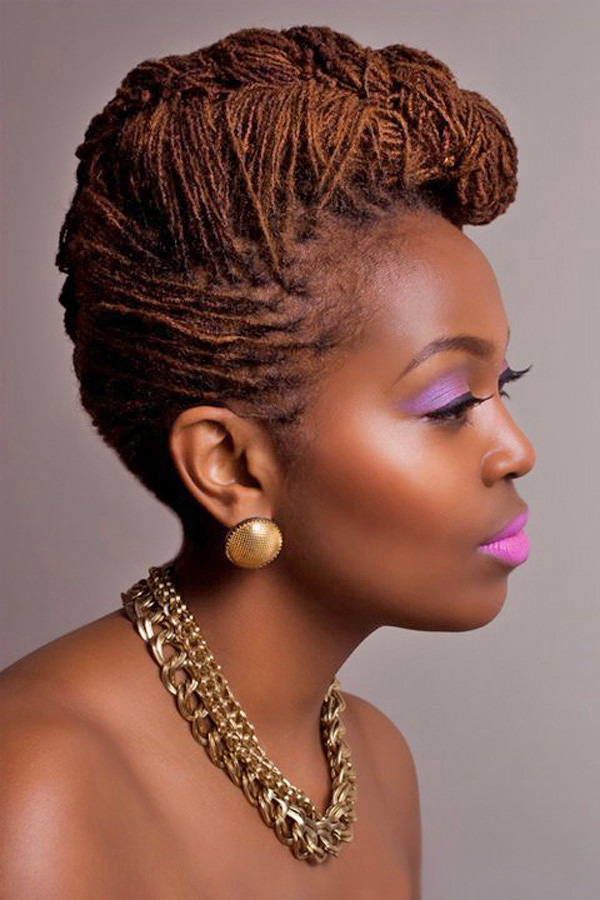 Medium Brown Stacked Bob Updo — Sisterlocks Styles