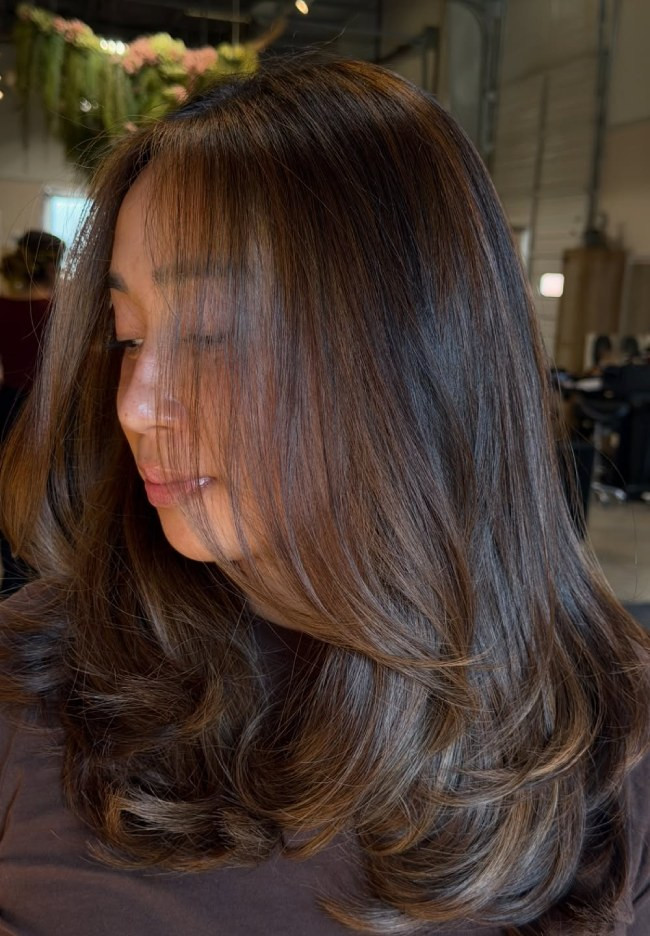 Shoulder Length Honey Balayage — Honey Brown Hair