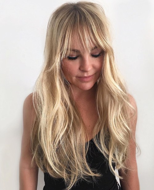 Long Layered Hair With Straight Fringe Long Layered Hair With Straight Fringe — Bangs for Thin Hair