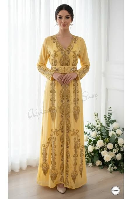 Luxurious Yellow Kaftan for Special Occasions Luxurious Yellow Kaftan for Special Occasions — Morocco Outfits