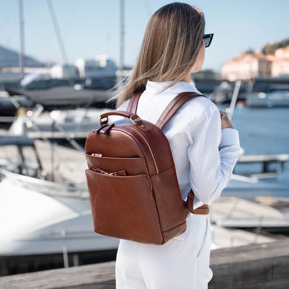 Rich Brown Leather Backpack for Travel — Laptop Bags for Women