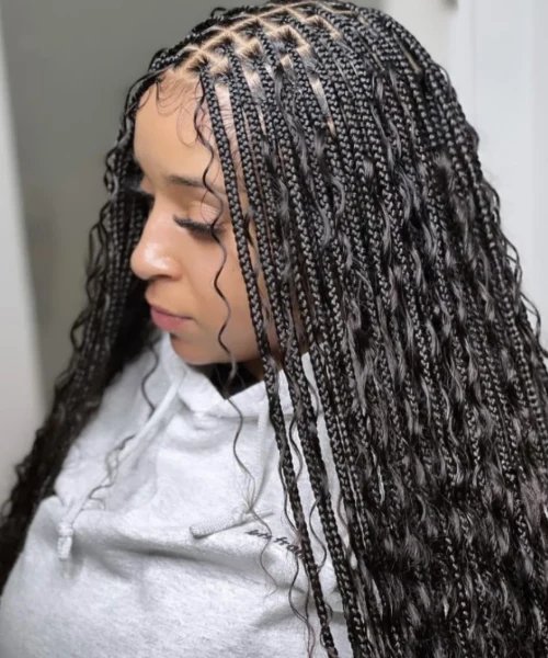 Shoulder Length Braids with Wavy Ends — Small Knotless Braids