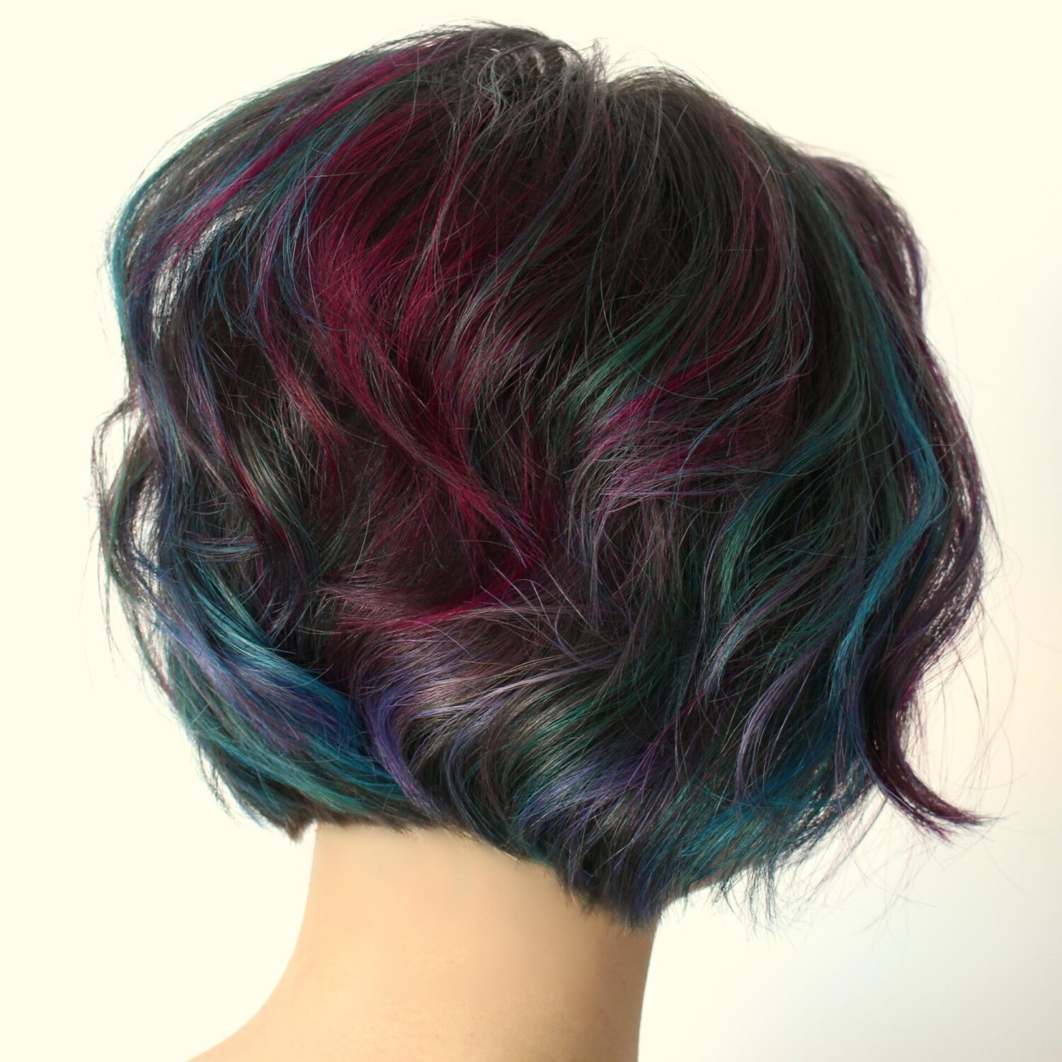 Textured Bob With Jewel Tones Textured Bob With Jewel Tones — Oil Slick Hair