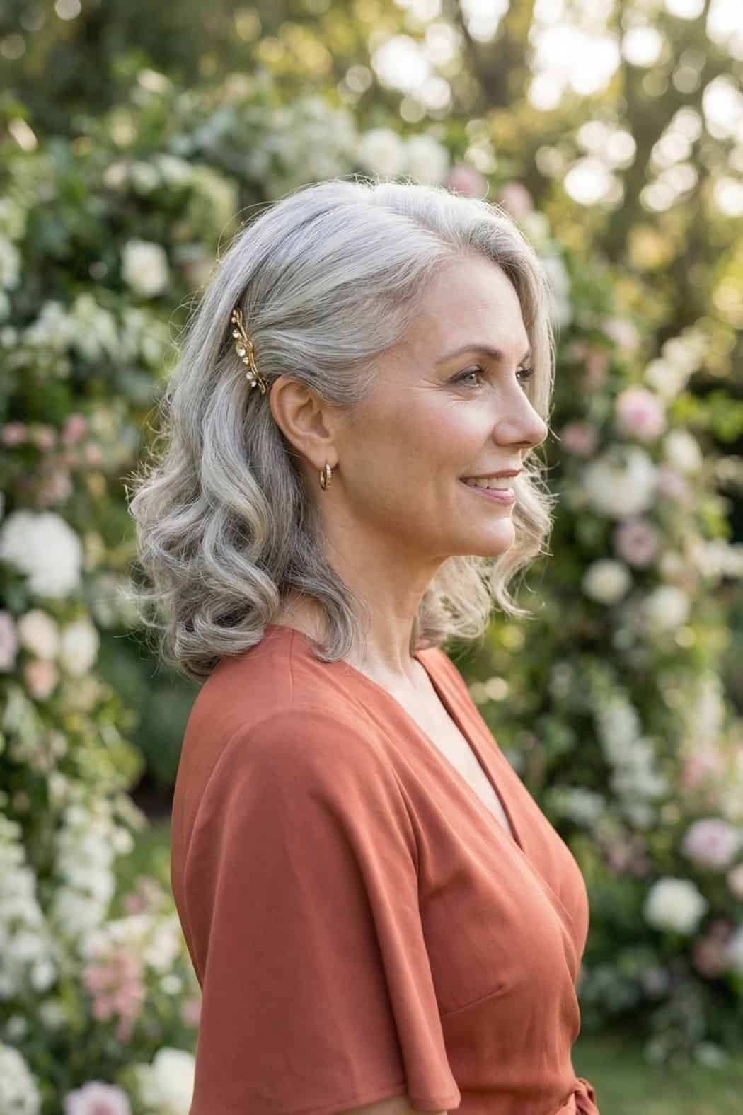 Chic Wavy Grey with Side-Swept Bangs — Mother of the Groom Hairstyles