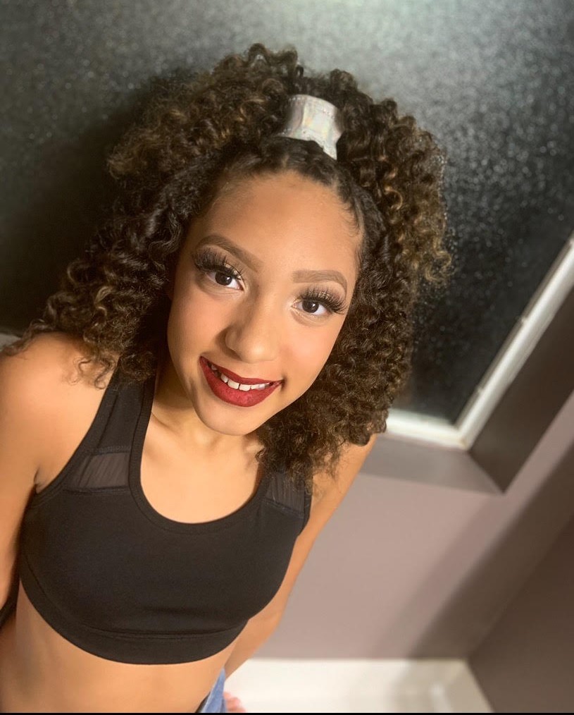 Mid-Back Braided High Ponytail with Curls — Cheer Hairstyles