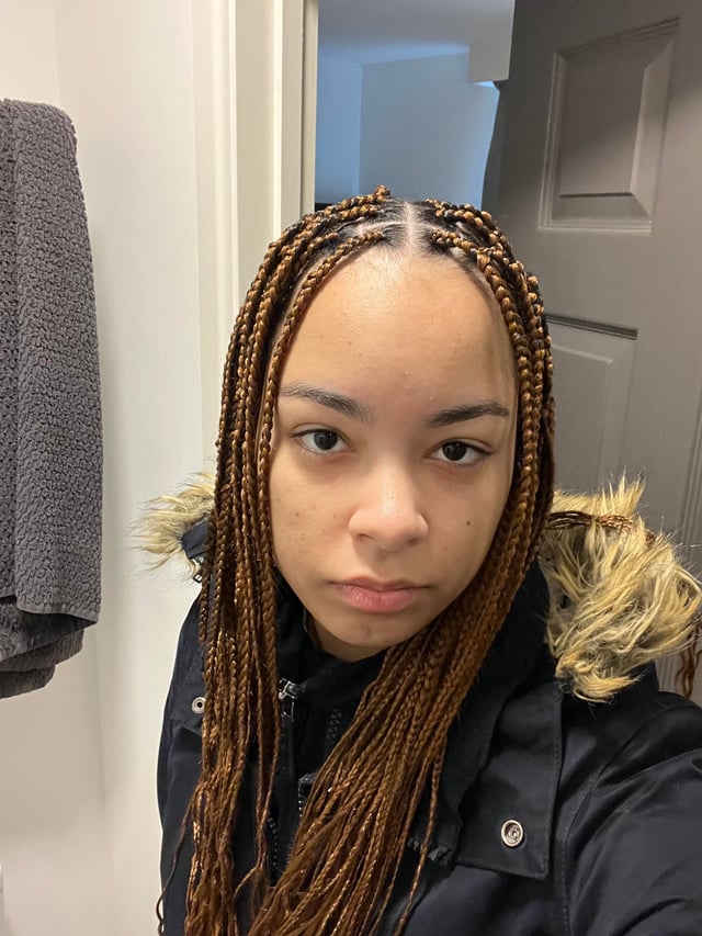 No Bangs Uniform Brown Mid-Back Box Braids — Brown Braids