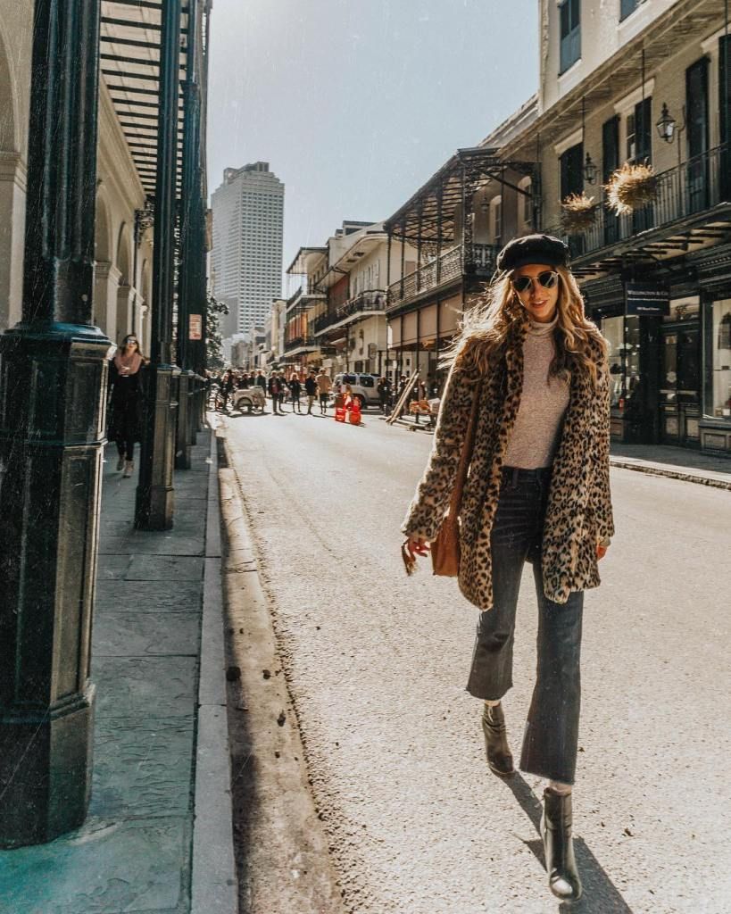 Leopard Print Coat Over Turtleneck and Flare Jeans Leopard Print Coat Over Turtleneck and Flare Jeans — New Orleans Outfits