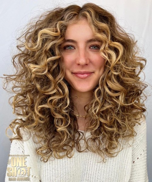 Mid-Back Visual Idea Mid-Back Visual Idea — Highlights on Curly Hair