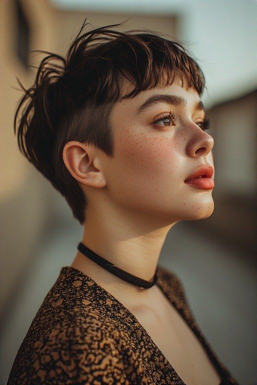 Textured Espresso Pixie With Undercut — Very Short Haircuts