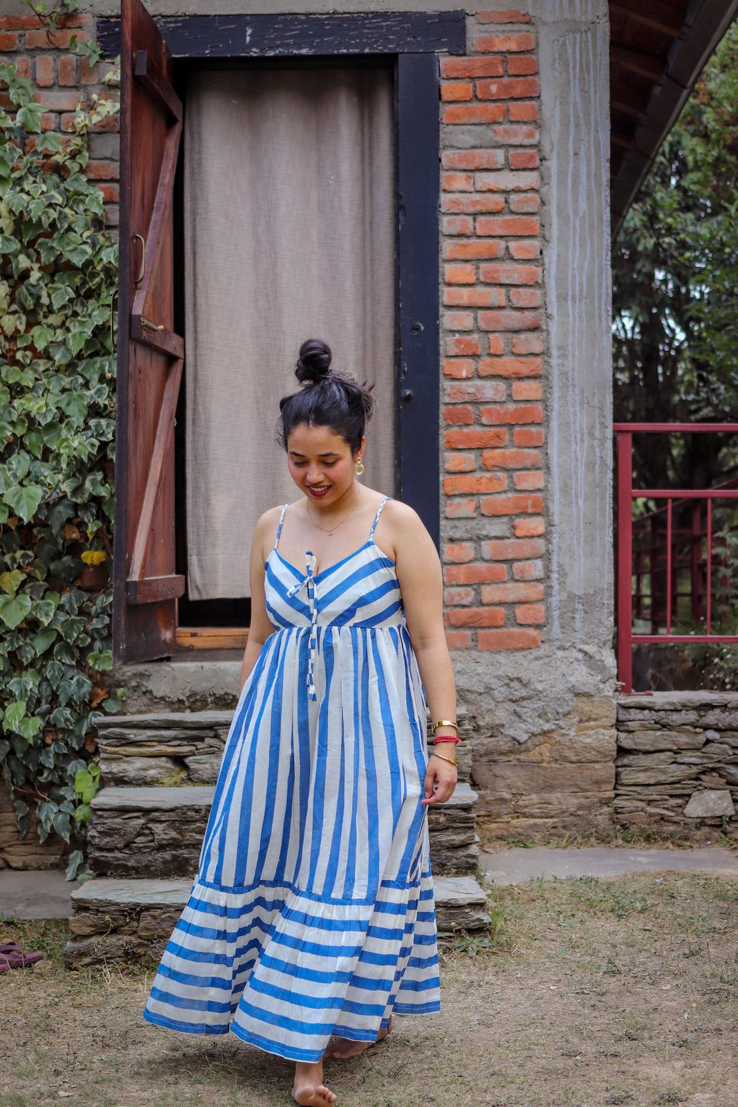 Blue and White Striped Maxi Dress for Casual Resort — Bali Outfits