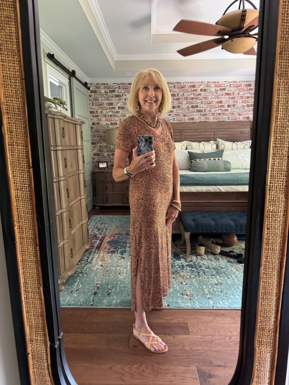 Leopard Print Midi Dress for a Bold Casual Look Leopard Print Midi Dress for a Bold Casual Look — Dresses for Women Over 60