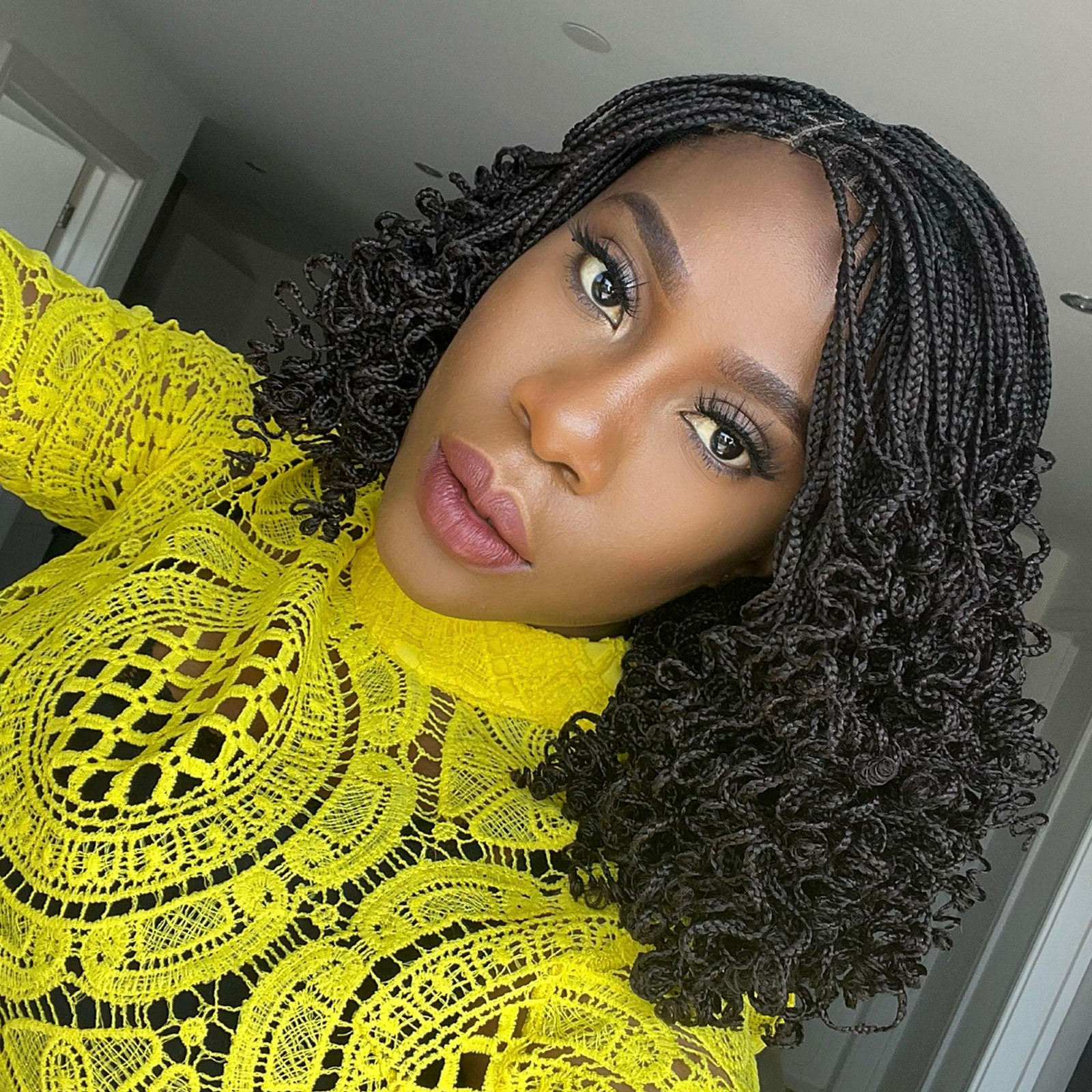 Polished Black Box Braids with Defined Curls — Knotless Braids with Curls
