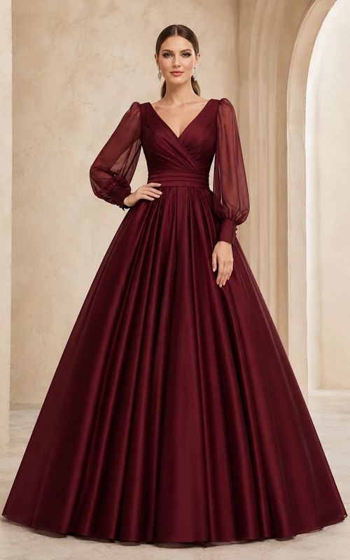 Deep Burgundy Ballgown: Styling Variation Deep Burgundy Ballgown: Styling Variation — Dresses for Tall Women