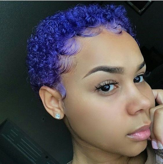 Vibrant Blue Tapered Cut — TWA Hairstyles