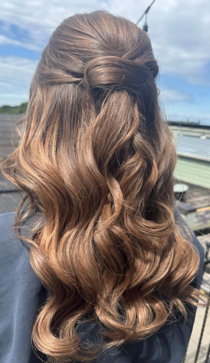 Medium Brown Ombre Half-Up — Prom Hair Down