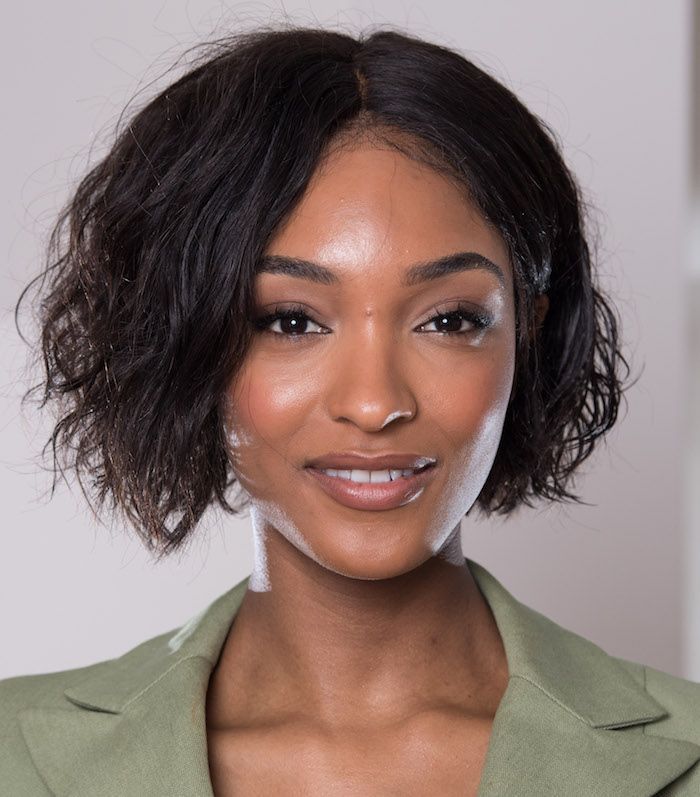 Dark Brown Wavy Bob With Blunt Bangs — Haircuts for Wavy Hair