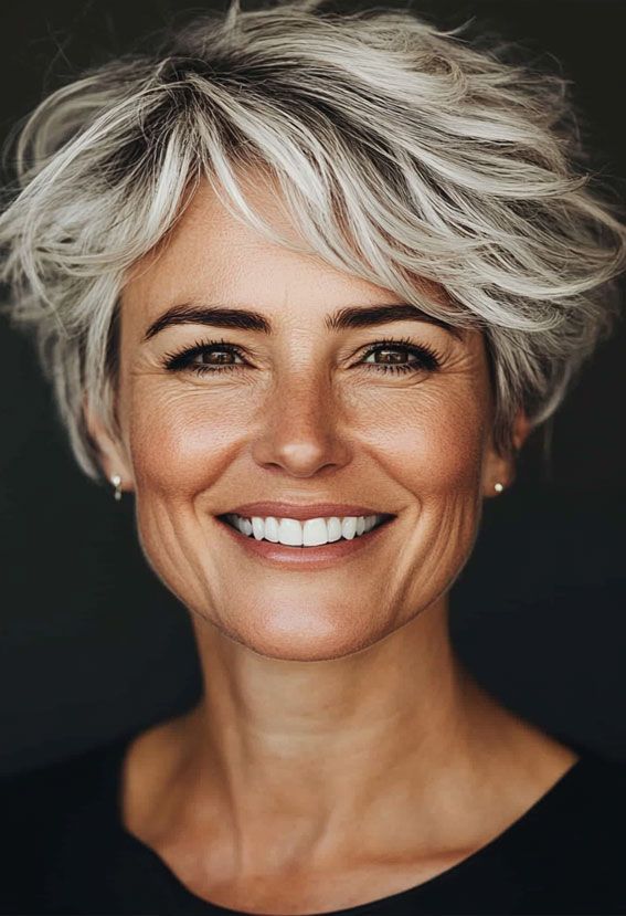 Tousled Silver Pixie Tousled Silver Pixie — Wash and Go Haircuts
