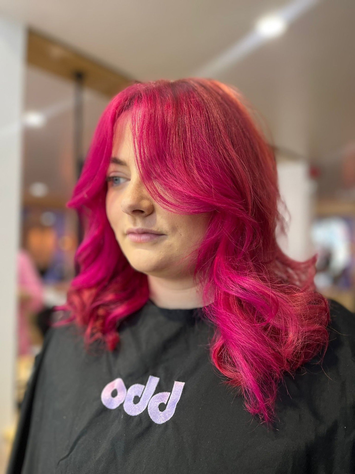 Bright Magenta Long Shag With Bangs — Magenta Hair