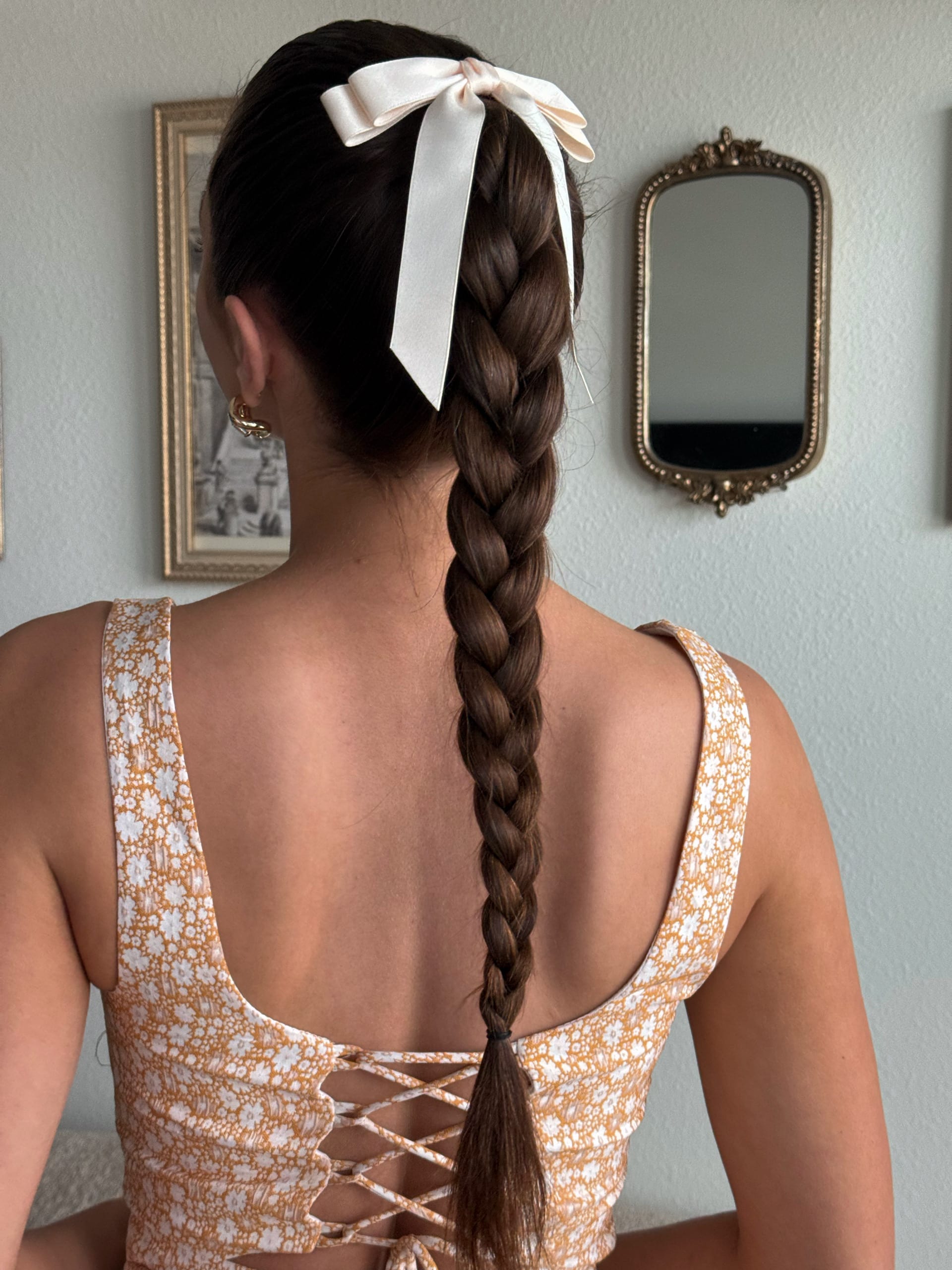Sleek Braid With White Ribbon — Preppy Hairstyles