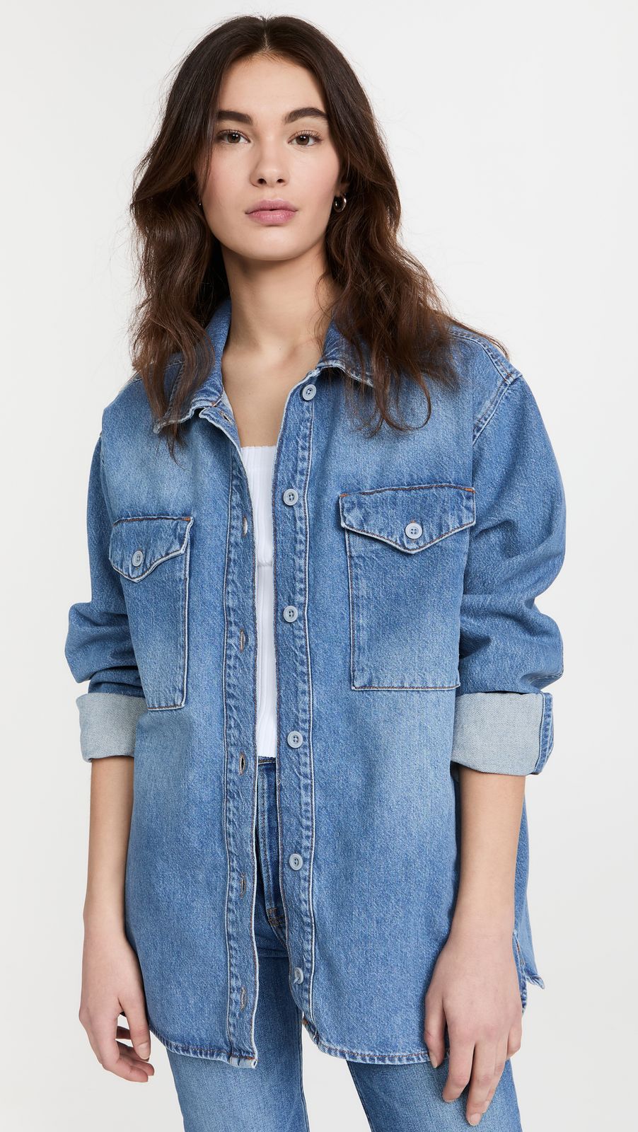 Denim Shirt with Double Chest Pockets Denim Shirt with Double Chest Pockets — Denim Shirt Outfits