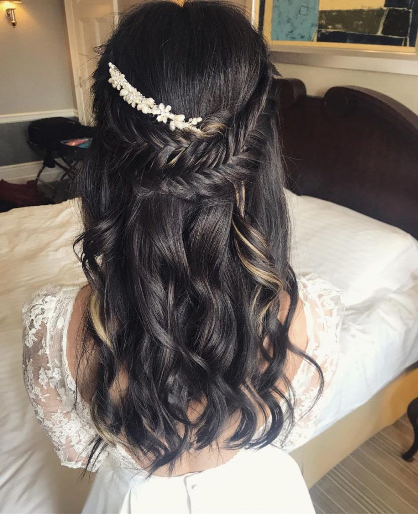 Dark Brown With Blonde Highlights Visual Idea — Half Up Half Down Natural Hair