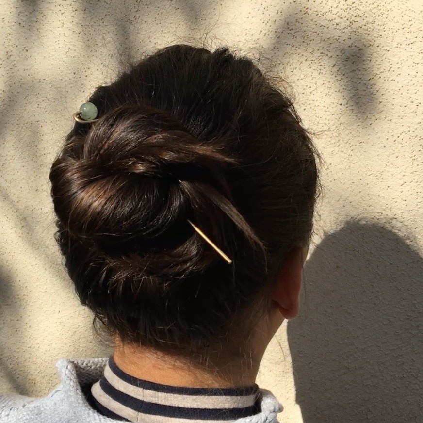 Sleek Bun With Gold Stick — Hair Stick Hairstyles