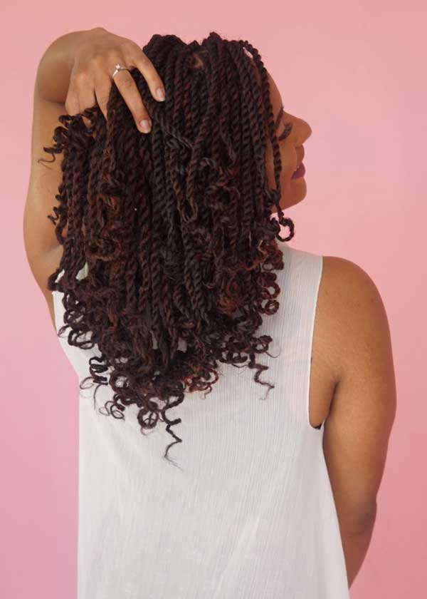 Layered Shoulder Twists With Auburn Highlights — Kinky Twists